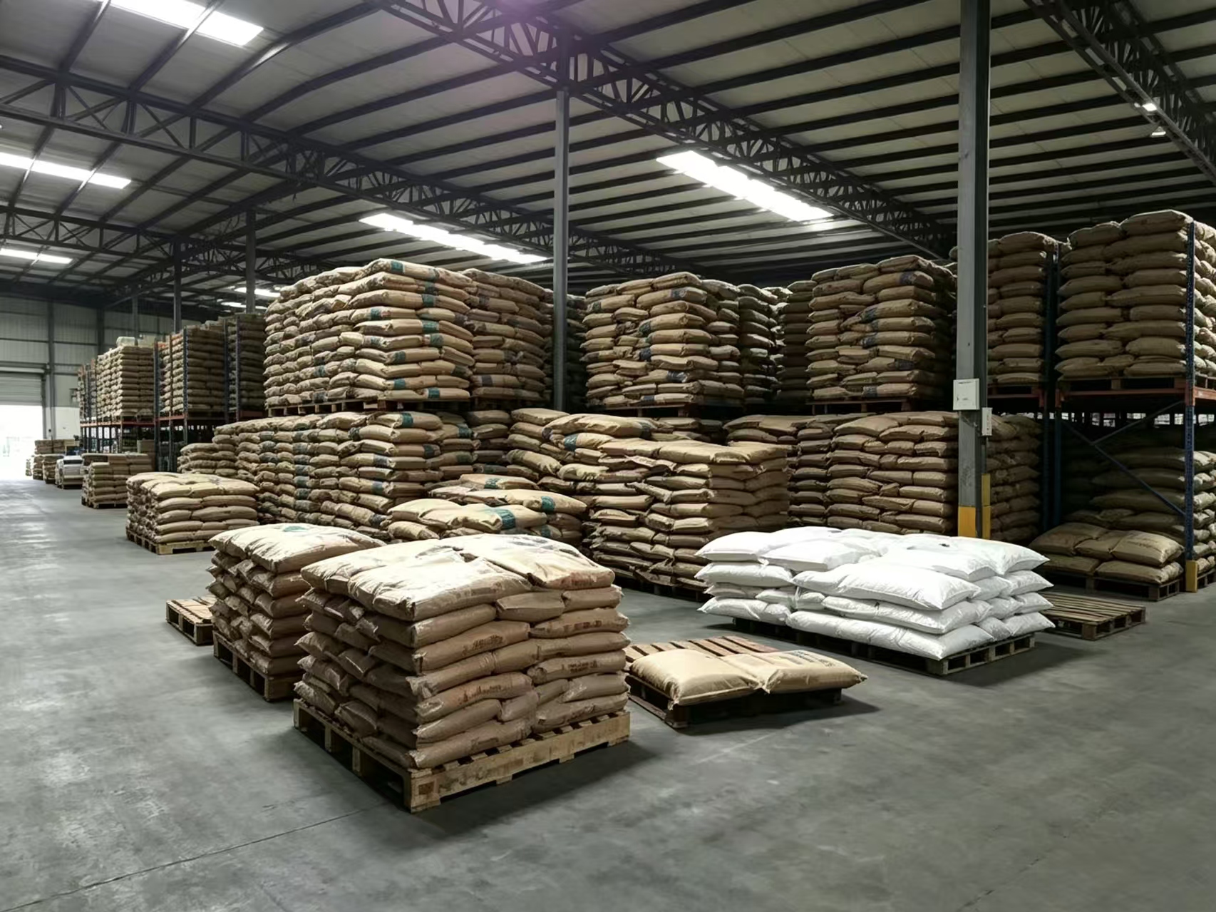 packaged‑goods‑stacked‑on‑pallets‑inside‑factory‑warehouse‑bulk‑stock
